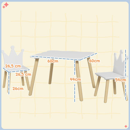 Table et Chaises Montessori pour Enfant – Ensemble 3 Pièces Design Couronne