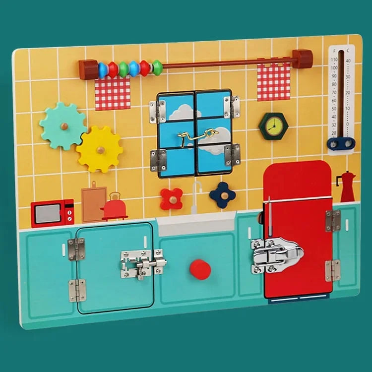 Tableau Montessori Serrures et Loquets – Busy Board Éducatif d’Éveil et de Motricité