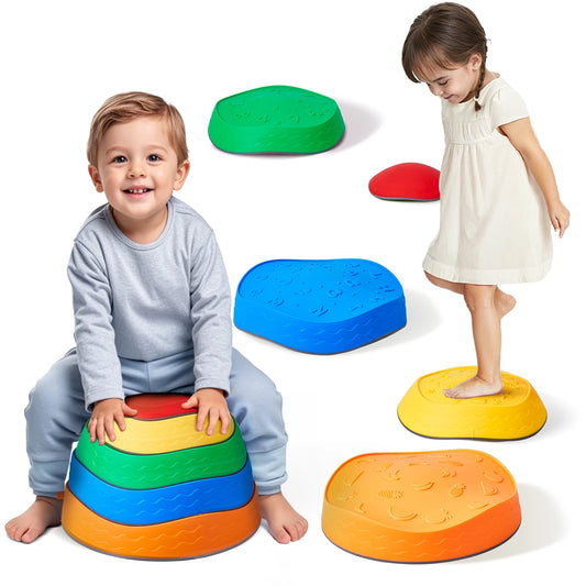 Jeu sensoriel évolutif – Pierres d’équilibre Montessori pour motricité et coordination