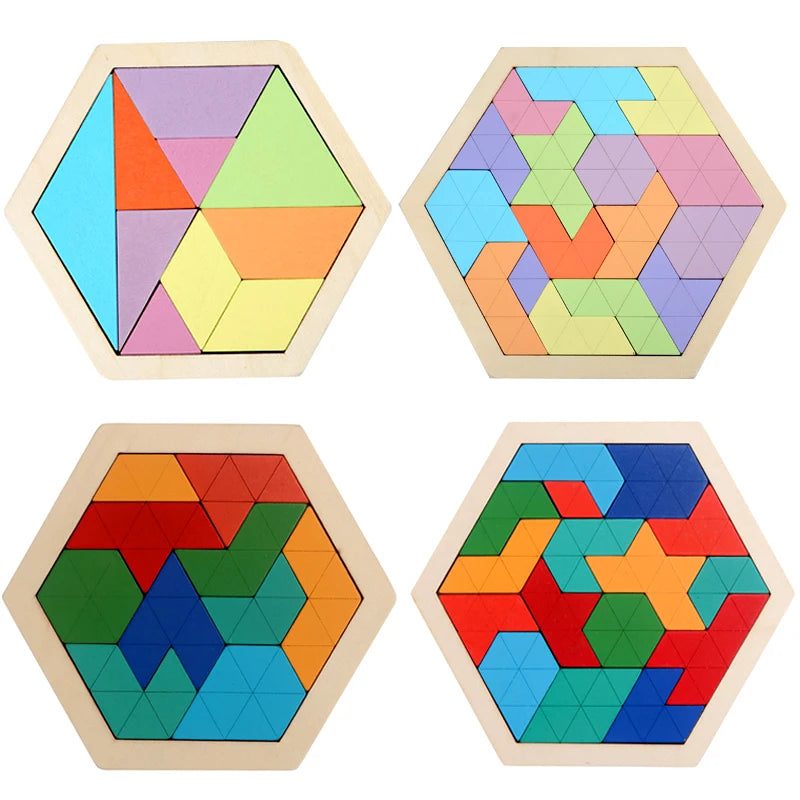 Jouet Montessori évolutif – Puzzle géométrique en bois 3D et jeu éducatif de formes