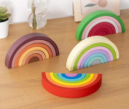 Arc-en-ciel Montessori en bois – Blocs d’empilement éducatifs