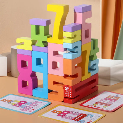 Chiffres empilables en bois – Jeu éducatif Montessori évolutif