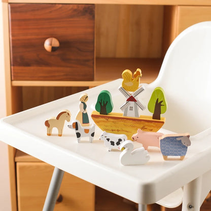 Ferme en bois Montessori – Jeu éducatif évolutif avec animaux et décor