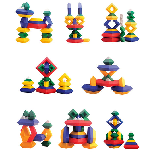 Jouet Montessori évolutif – Blocs de construction géométriques colorés en 3D