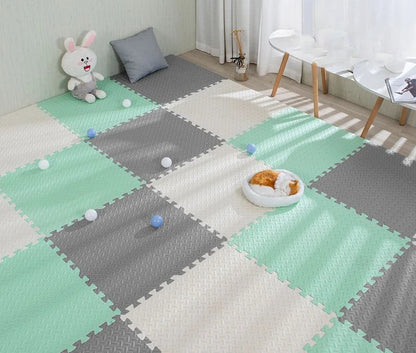 Tapis de Jeu Montessori en Dalles Puzzle – Sol Doux pour Bébé et Enfant (16 Pièces)