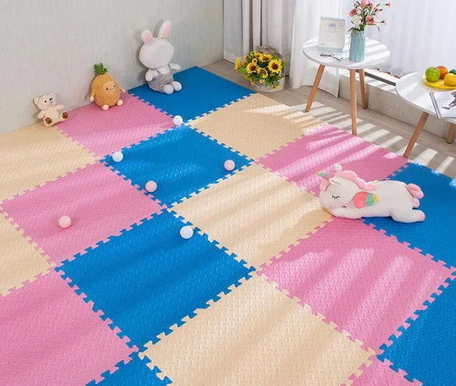 Tapis de Jeu Montessori en Dalles Puzzle – Sol Doux pour Bébé et Enfant (16 Pièces)