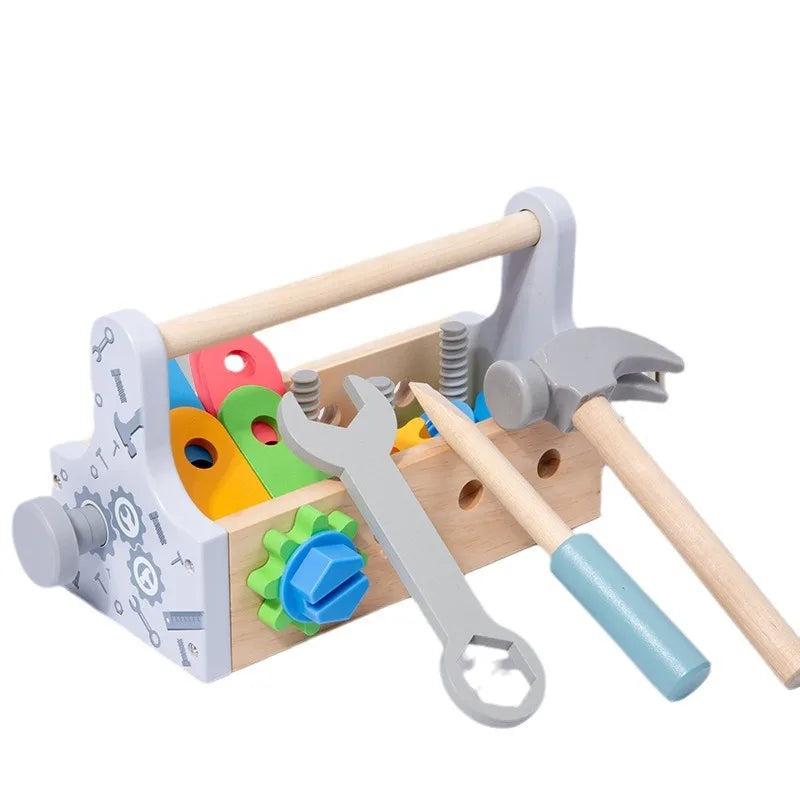 Boîte à Outils en Bois Montessori – Jeu de Construction et Bricolage pour Enfants