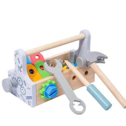 Boîte à Outils en Bois Montessori – Jeu de Construction et Bricolage pour Enfants