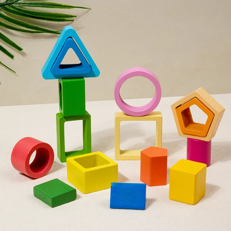 Formes géométriques en bois – Jeu éducatif Montessori évolutif