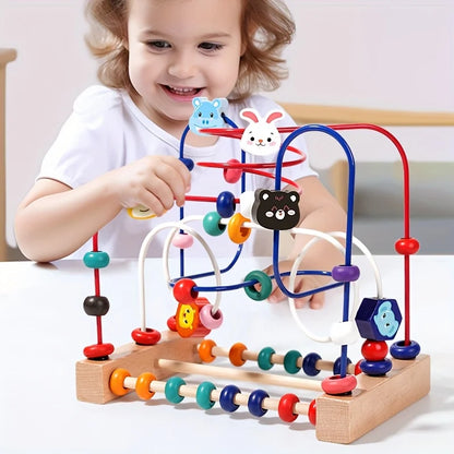 Jouet Montessori Évolutif en Bois – Labyrinthe de Perles et Blocs de Comptage