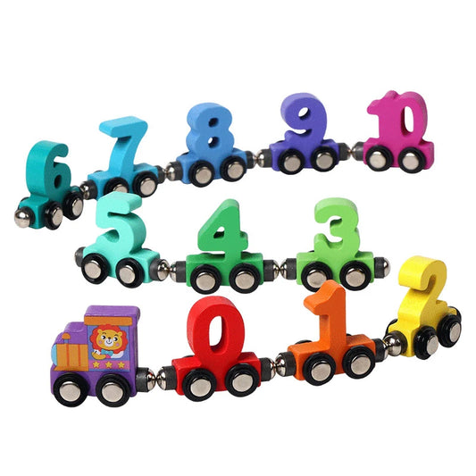 Train Magnétique en Bois Montessori – Apprentissage des Chiffres et Jeu Éducatif