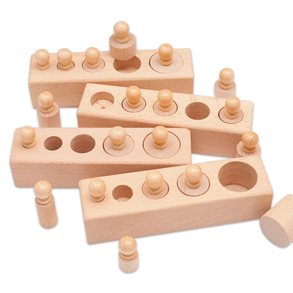Jouet Montessori évolutif – Cylindres à encastrer en bois pour motricité et éveil sensoriel