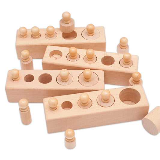 Jouet Montessori évolutif – Cylindres à encastrer en bois pour motricité et éveil sensoriel