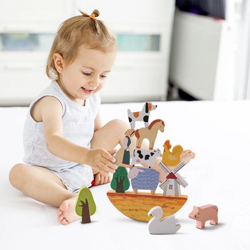 Ferme en bois Montessori – Jeu éducatif évolutif avec animaux et décor