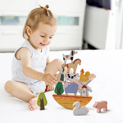 Ferme en bois Montessori – Jeu éducatif évolutif avec animaux et décor