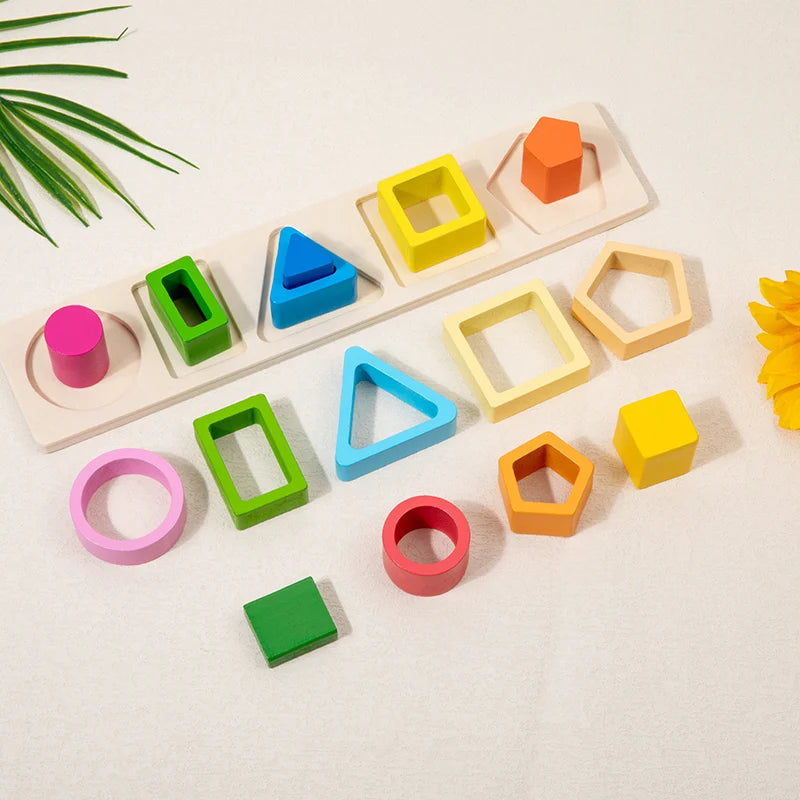 Formes géométriques en bois – Jeu éducatif Montessori évolutif