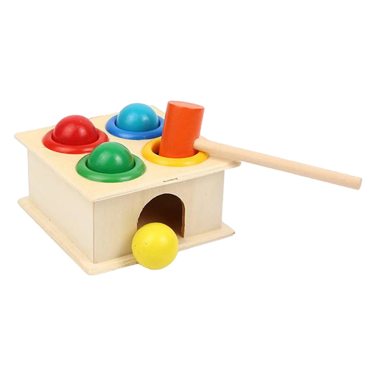 Jeu éducatif évolutif en bois – Boîte à marteau et balles Montessori