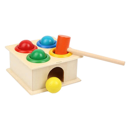 Jeu éducatif évolutif en bois – Boîte à marteau et balles Montessori