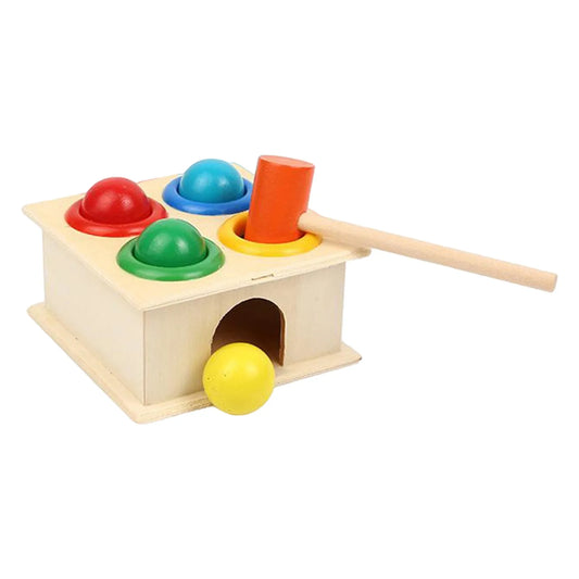 Jeu éducatif évolutif en bois – Boîte à marteau et balles Montessori