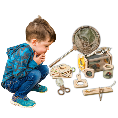 Kit d’exploration nature en bois – Jeu éducatif Montessori pour aventuriers en herbe
