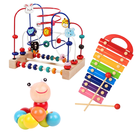 Jouet Montessori Évolutif en Bois – Labyrinthe de Perles et Blocs de Comptage