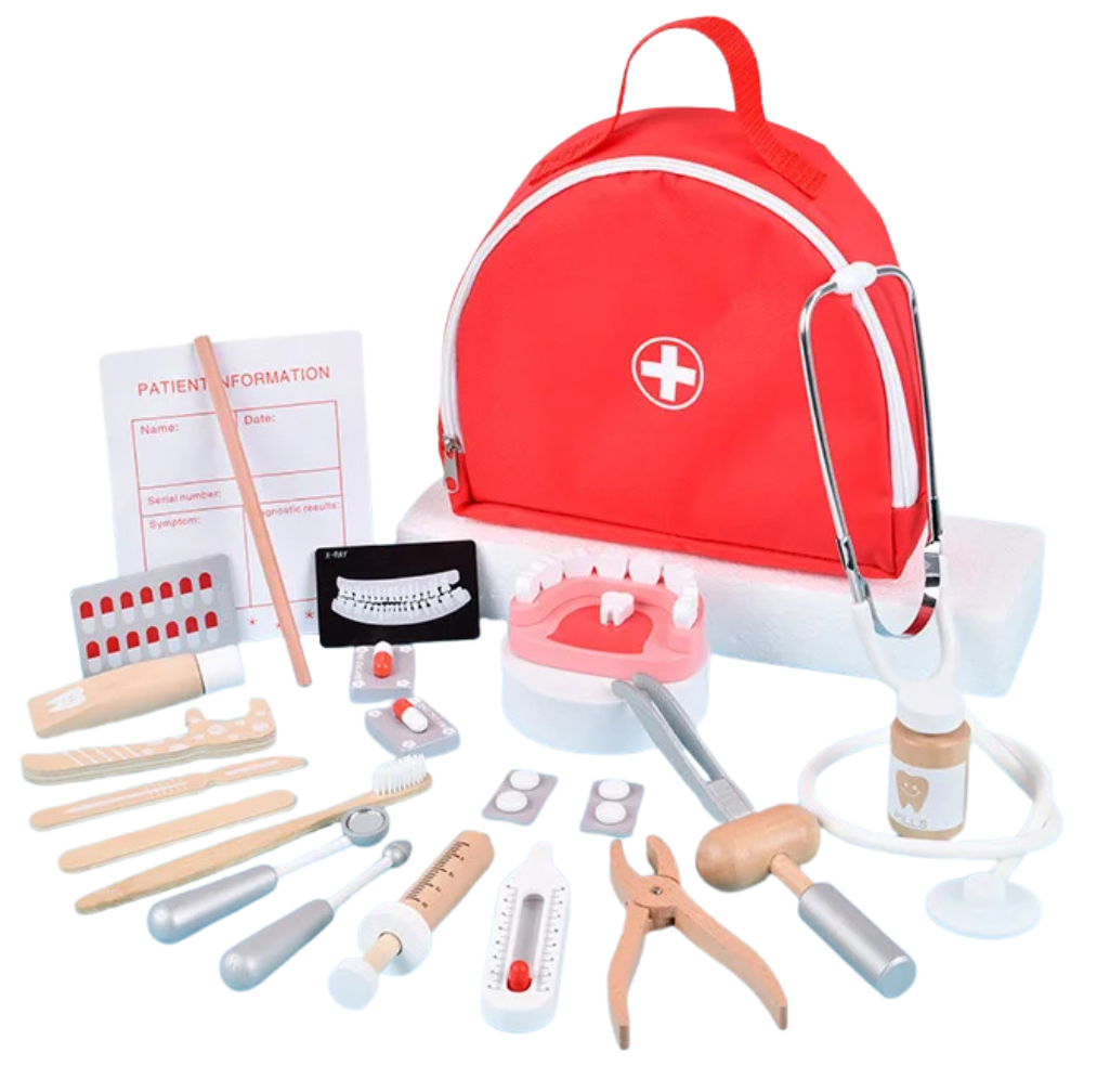Jouet Montessori évolutif – Kit docteur en bois éducatif et jeu d’imitation