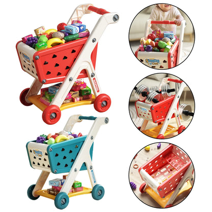 Chariot de Courses en Bois – Jouet Montessori Évolutif de Supermarché pour Enfants