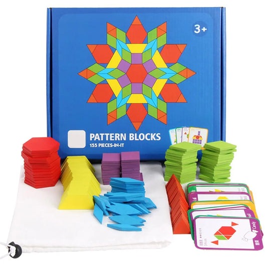 Puzzle géométrique en bois style Tangram – Jeu éducatif Montessori évolutif