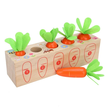 Jouet Montessori évolutif en bois – Jeu de tri des carottes éducatif