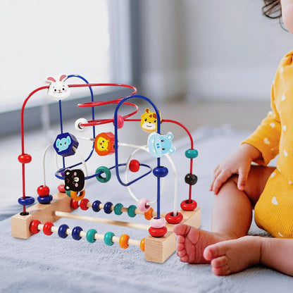 Jouet Montessori Évolutif en Bois – Labyrinthe de Perles et Blocs de Comptage