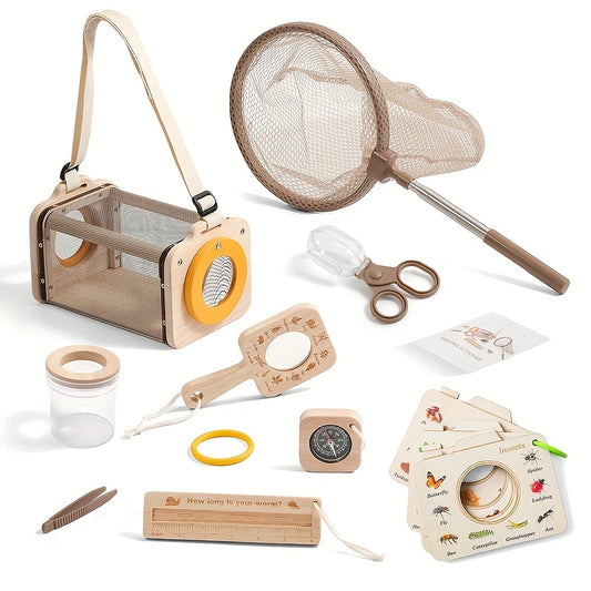 Kit d’exploration nature en bois – Jeu éducatif Montessori pour aventuriers en herbe