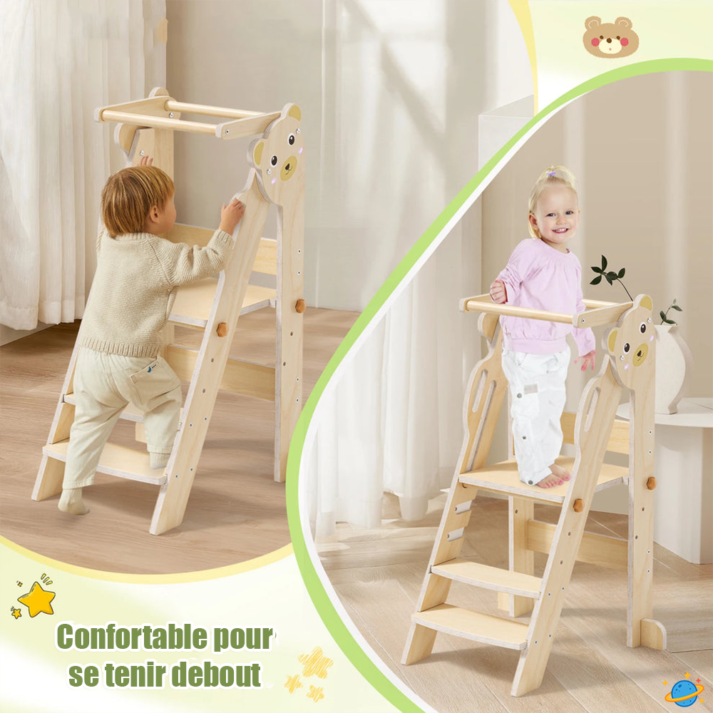 Tour Montessori Pliable – Tour d’Observation Hauteur Réglable pour Enfant