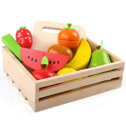 Fruits et Légumes en Bois à Découper – Jeu Montessori d’Imitation Cuisine