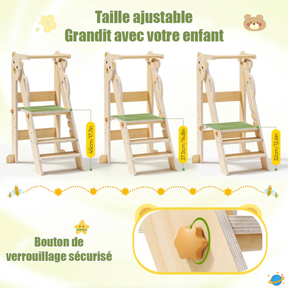 Tour Montessori Pliable – Tour d’Observation Hauteur Réglable pour Enfant