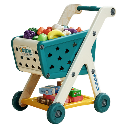 Chariot de Courses en Bois – Jouet Montessori Évolutif de Supermarché pour Enfants