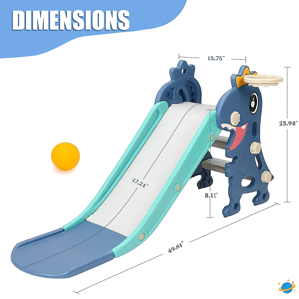 Toboggan 3-en-1 Montessori pour Enfant – Jeu Intérieur avec Panier de Basket et Escalade