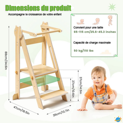 Tour d’Observation Montessori Pliable – Évolutive avec Plateforme Réglable