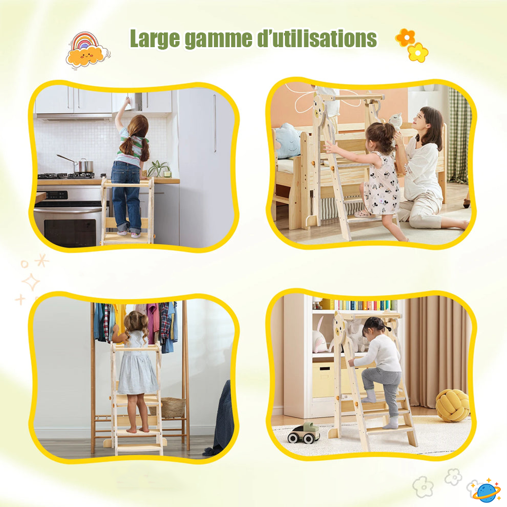 Tour Montessori Pliable – Tour d’Observation Hauteur Réglable pour Enfant