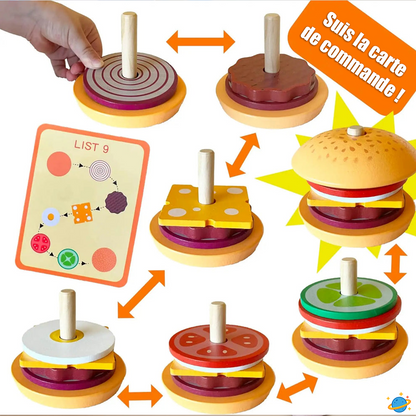 Jeu de Burgers et Sandwichs en Bois Montessori – Jeu d’Imitation Cuisine