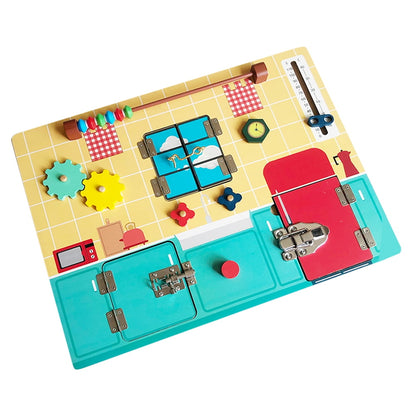 Tableau Montessori Serrures et Loquets – Busy Board Éducatif d’Éveil et de Motricité