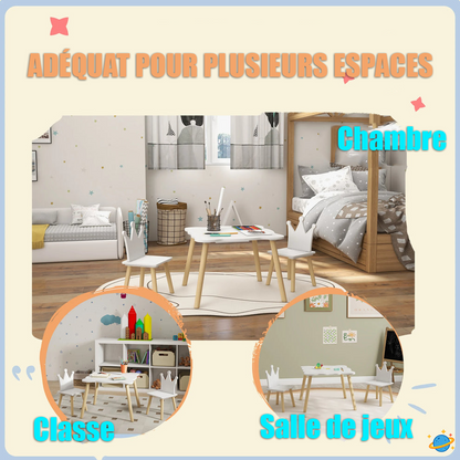 Table et Chaises Montessori pour Enfant – Ensemble 3 Pièces Design Couronne