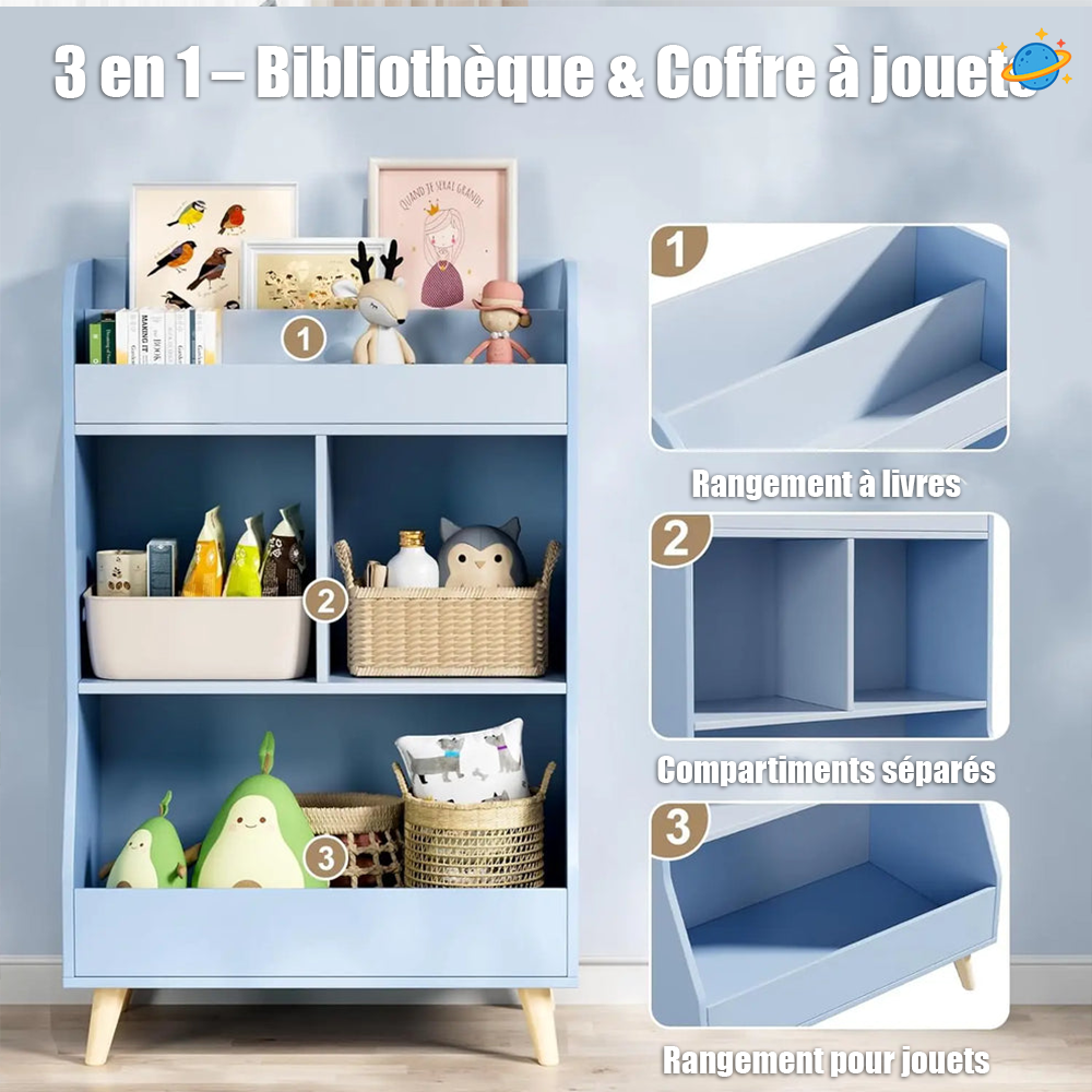 Bibliothèque Montessori en bois – 3 niveaux